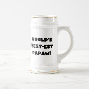 Black Text World's Best-est Papaw Gifts Beer Stein