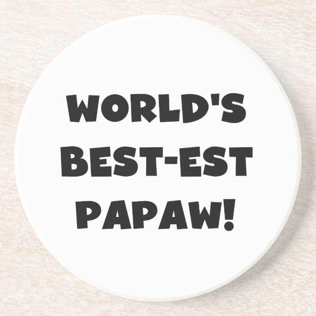 Black Text World's Best-est Papaw Gifts Coaster (Front)