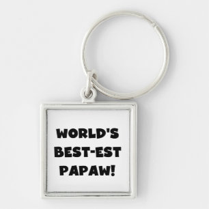 Black Text World's Best-est Papaw Gifts Keychain