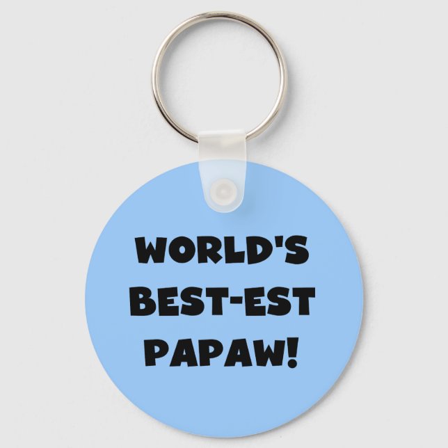 Black Text World's Best-est Papaw Gifts Keychain (Front)
