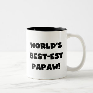 Black Text World's Best-est Papaw Gifts Two-Tone Coffee Mug