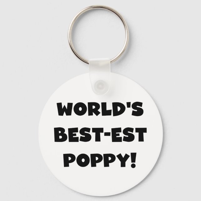 Black Text World's Best-est Poppy Gifts Keychain (Front)