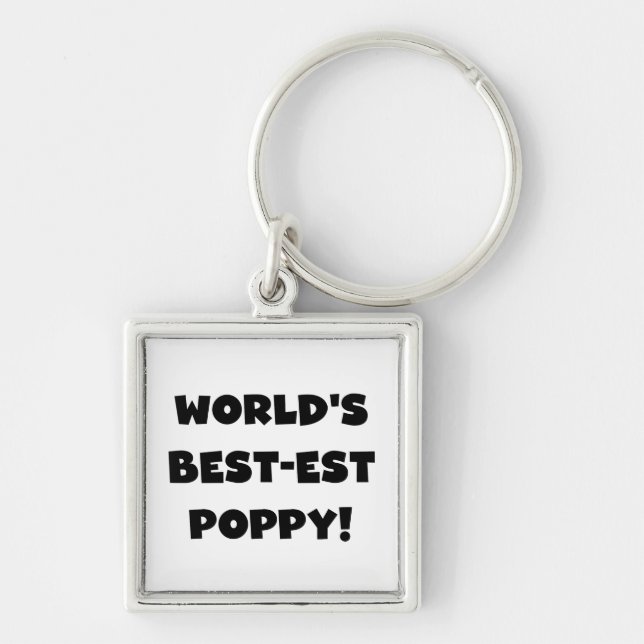 Black Text World's Best-est Poppy Gifts Keychain (Front)