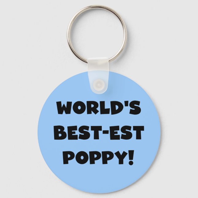 Black Text World's Best-est Poppy Gifts Keychain (Front)
