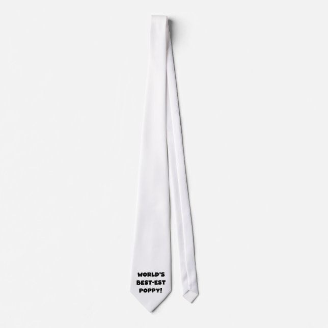 Black Text World's Best-est Poppy Gifts Tie (Front)