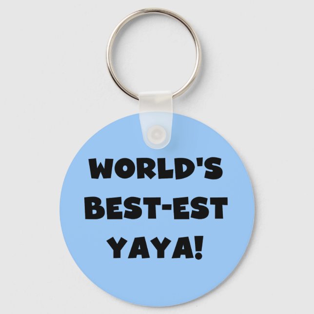 Black Text World's Best-est Yaya Gifts Keychain (Front)