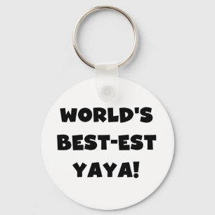 Black Text World's Best-est Yaya Gifts Keychain