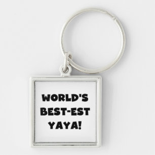 Black Text World's Best-est Yaya Gifts Keychain