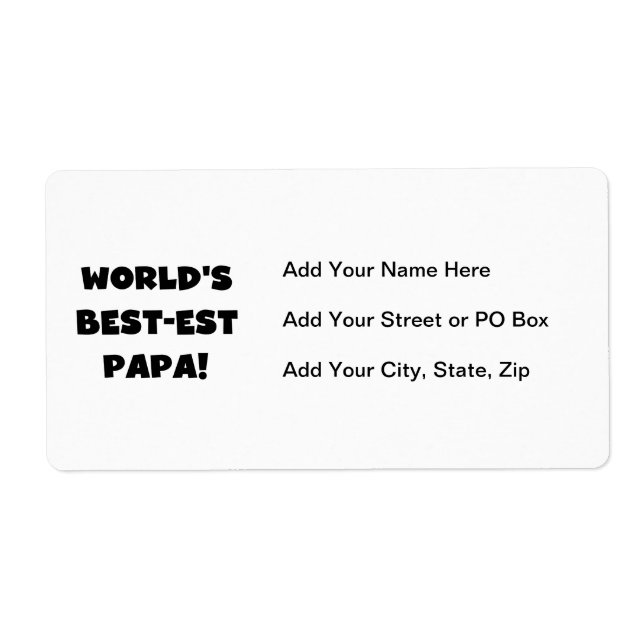 Black Text World's Best of Papa Tshirts and Gifts (Devant)