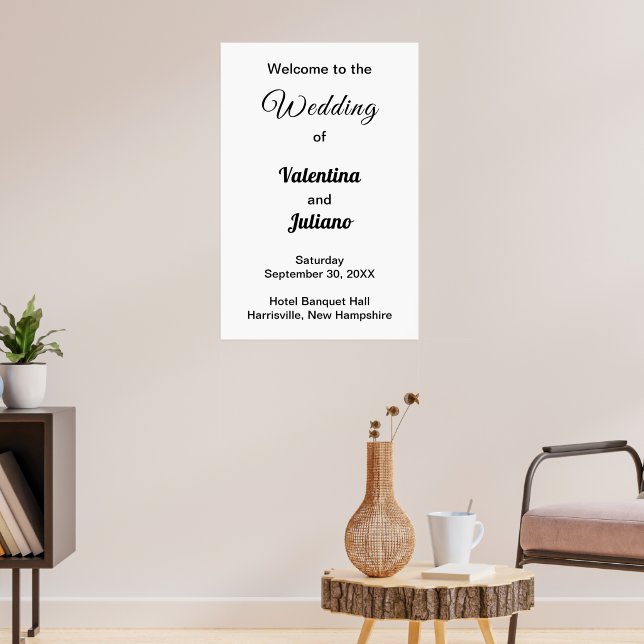 Black Texts on White Background Wedding Poster (Living Room 3)