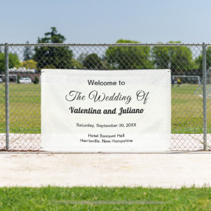 Black Texts on White Background Wedding Rectangle Banner