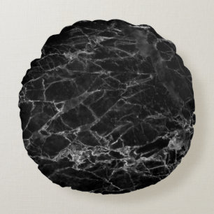 Black texture background stone round pillow