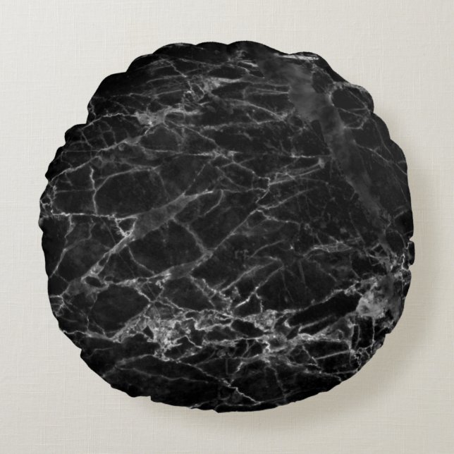 Black texture background stone round pillow (Front)