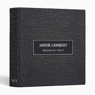 Black Texture Leather 3 Ring Binder