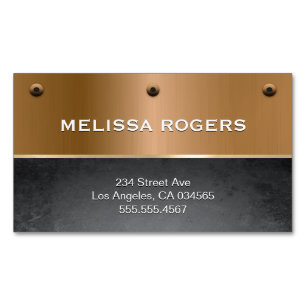 Black Texture Metallic Industrial Rivets Magnetic Business Card