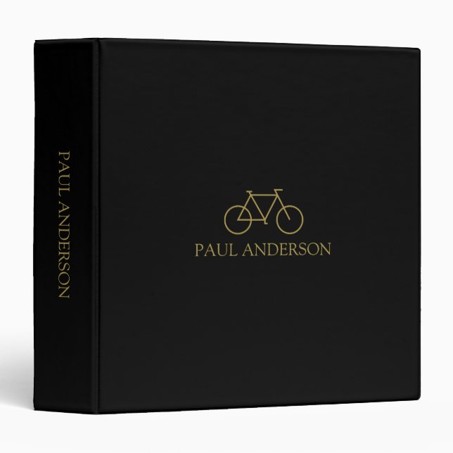 Black Texture Simple Gold Typography Elegant Bike Binder (Front/Spine)
