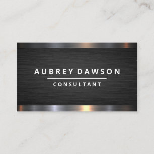Black Texture Steel Metal Trim Business Card