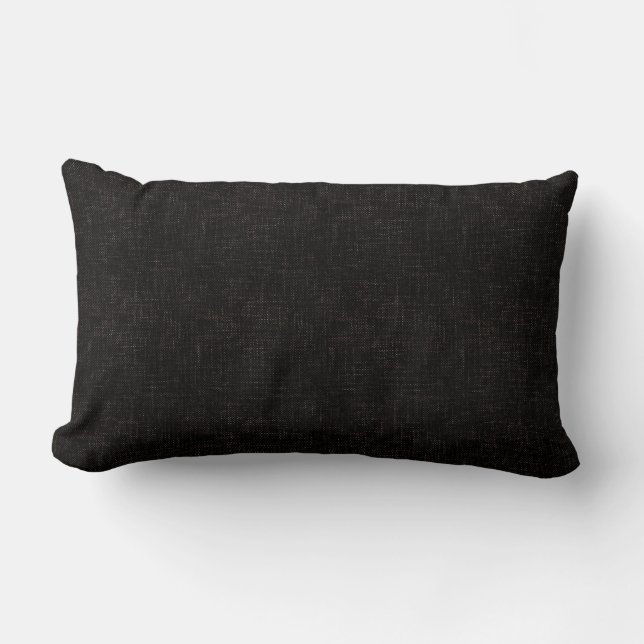 Black textured solid colour lumbar pillow (Front)
