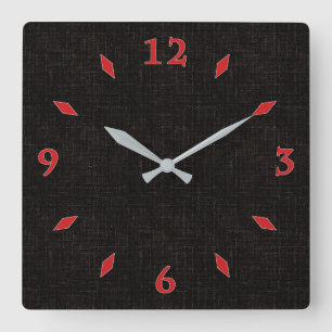 Black textured solid colour square wall clock