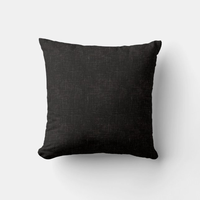 Black textured solid colour throw pillow (Front)