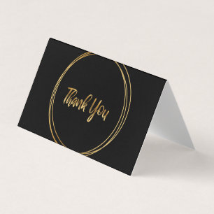 Black Thank You Cards with gold circles