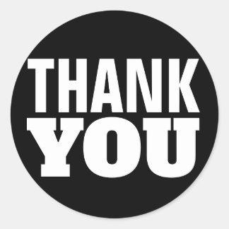 Black Thank You Classic Round Sticker