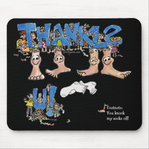 Black Thank You Feet Mouse Pad
