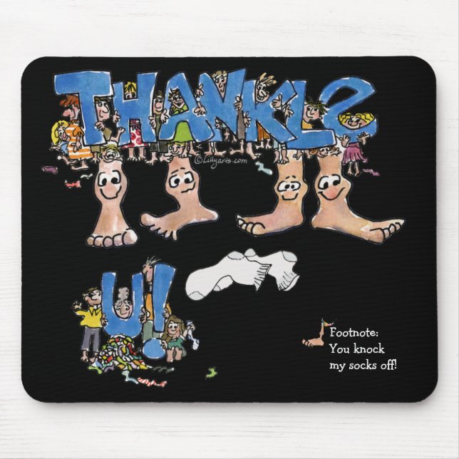 Black Thank You Feet Mouse Pad (Front)