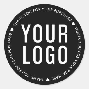 Black Thank You For Your Purchase Business Logo Classic Round Sticker