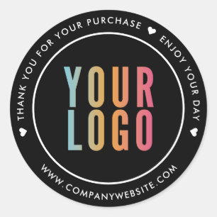 Black Thank You For Your Purchase Stickers Logo
