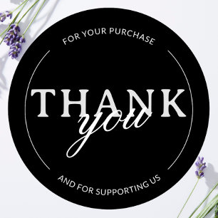 Black Thank you Small Business Minimalist Sticker