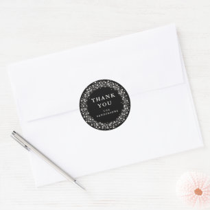 Black Thank You Sparkling Lights Christmas Classic Round Sticker