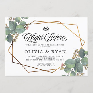 Black the night before geo eucalyptus invitation