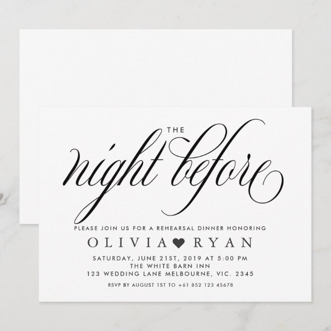 Black the night before invitation (Front/Back)