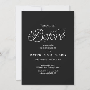 Black The Night Before Rehearsal Dinner  Invitation