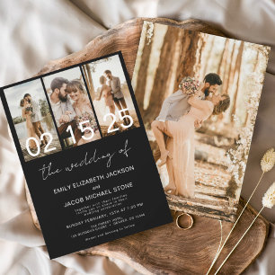 Black The Wedding of Photo Simple Minimalist Invitation