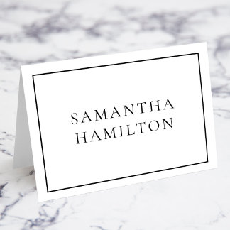 Black Thin Line Border Individual Name Place Cards