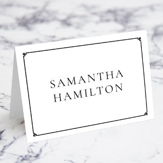 Black Thin Line Greek Key Border Name Place Cards