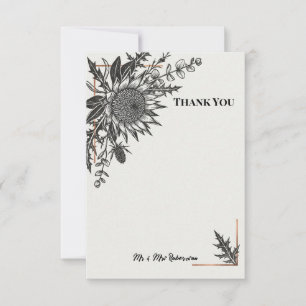 Black Thistle Botanical Wedding Thank You Card