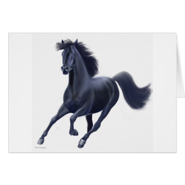 Black Thoroughbred Horse Card (Front Horizontal)