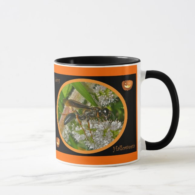 Black Thread-Waist Wasp Halloween Mug (Right)
