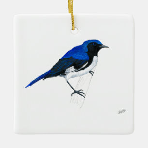 Black-throated blue Warbler Ceramic Ornament