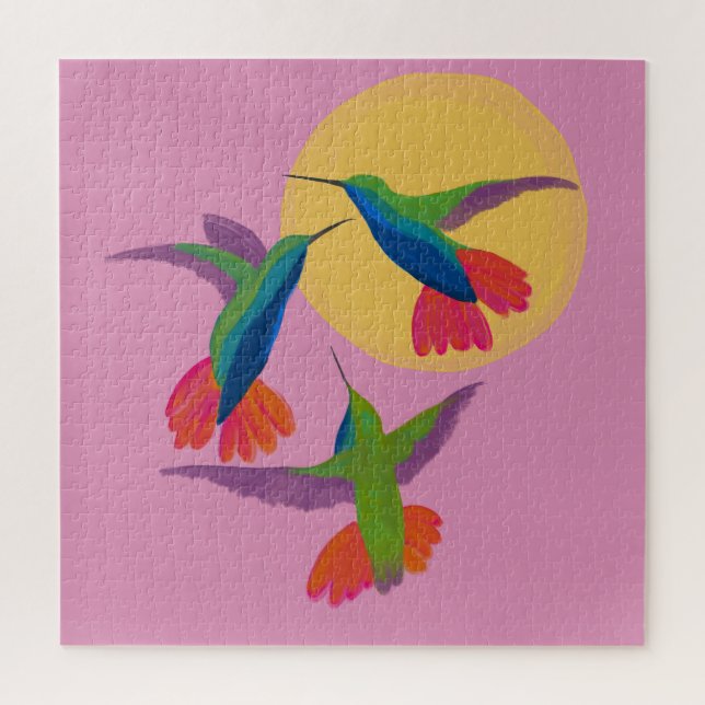 Black Throated Mango Hummingbird Art Throw Pillow Jigsaw Puzzle (Vertical)