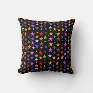 Black Throw Pillow With Stars For Your Bed or Sofa