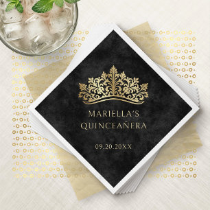 Black Tiara Crown Elegant Quinceanera Napkin