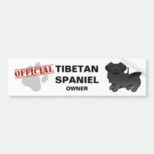 Black Tibetan Spaniel Cartoon Dog Bumper Sticker