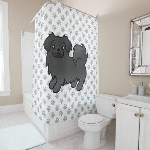 Black Tibetan Spaniel Cute Cartoon Dog