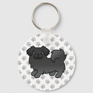 Black Tibetan Spaniel Cute Cartoon Dog Keychain