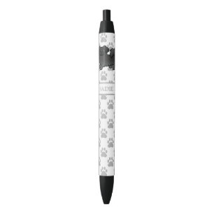 Black Tibetan Spaniel Cute Cartoon Dog & Name Ink Pen