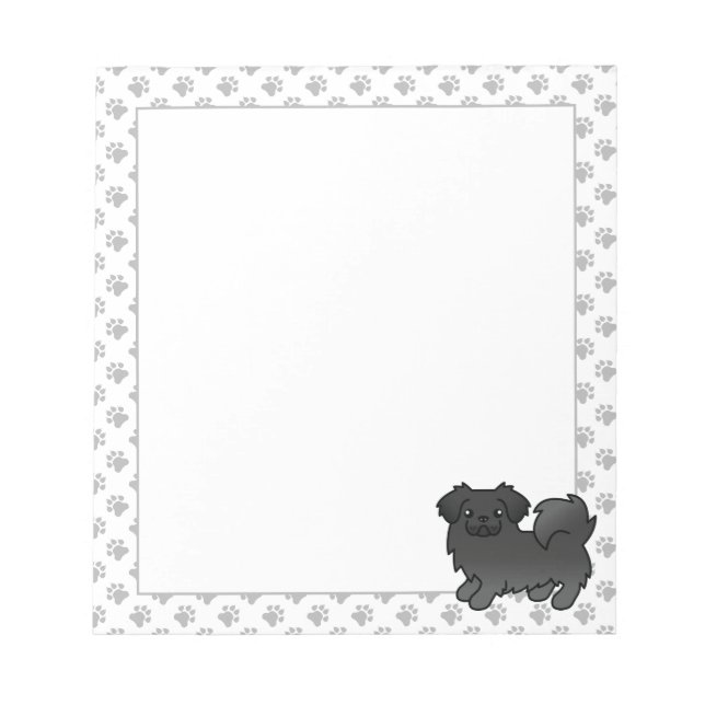 Black Tibetan Spaniel Cute Cartoon Dog Notepad (Front)